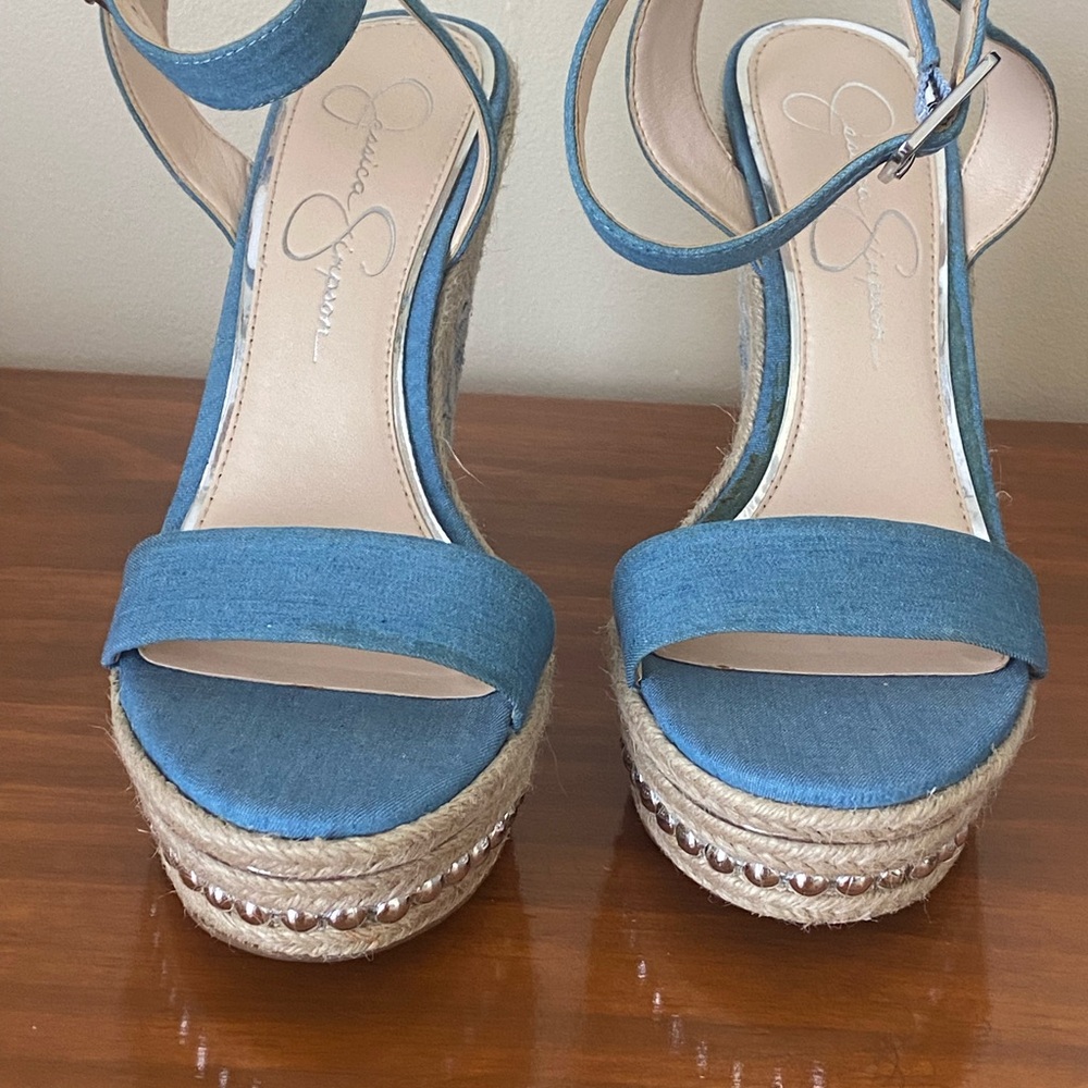 Jessica Simpson Blue Espadrille Platform Wedges